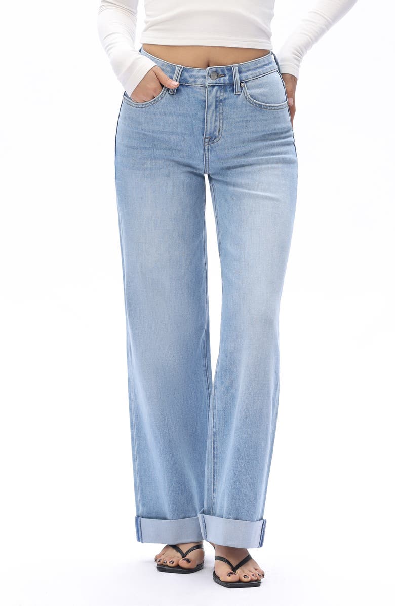 Bayeas Cuffed Straight Leg Jeans, Main, color, 