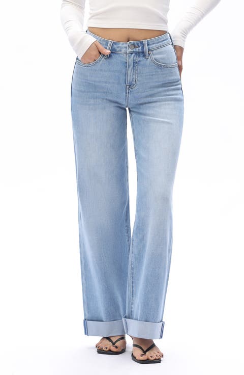 Cuffed Straight Leg Jeans