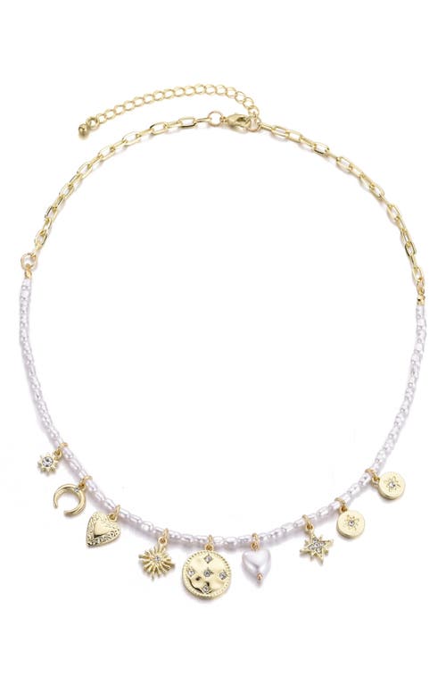 Adornia 14k Gold Plated Vintage Charm Pearl Strand Necklace In White