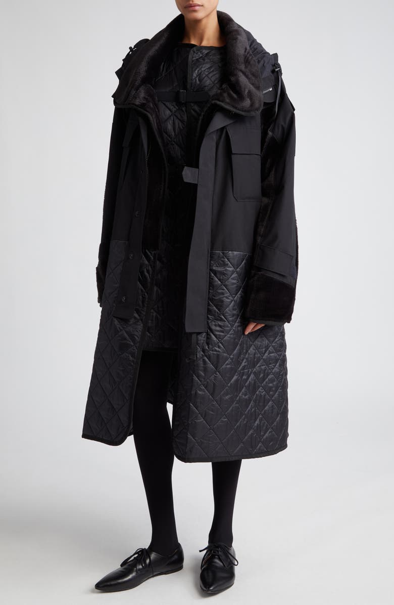 Junya Watanabe Mixed Media Oversize Coat, Alternate, color, 