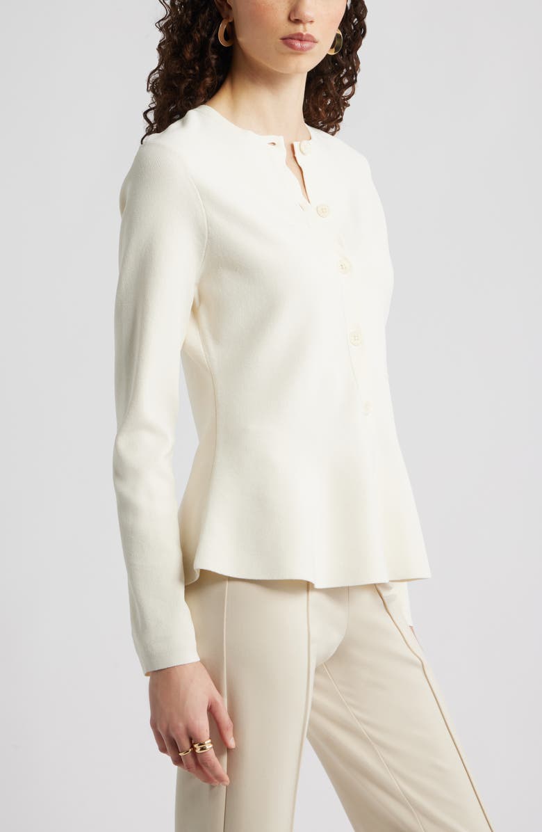 Nordstrom Flared Crewneck Cardigan, Alternate, color, Ivory Tofu