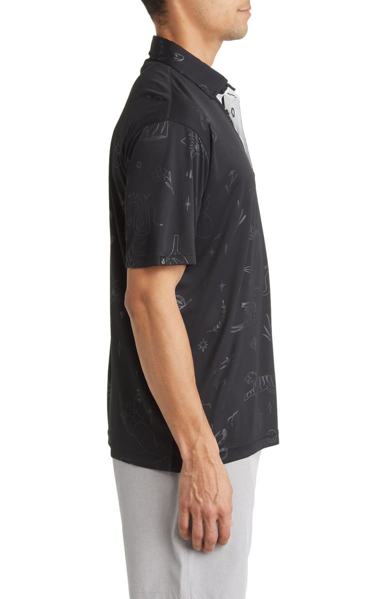 Swannies Brock Doodle Print Piqué Golf Polo, Alternate, color, Black-Fog