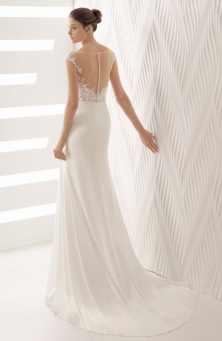 Rosa Clará Astrid Lace & Georgette Trumpet Gown, Alternate, color,