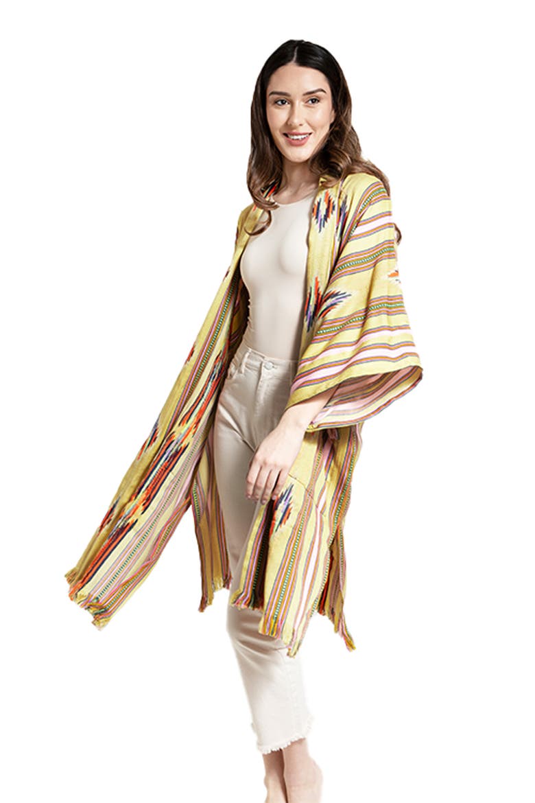 Ikat Stripe Cardigan, Alternate, color, LIGHT GREEN