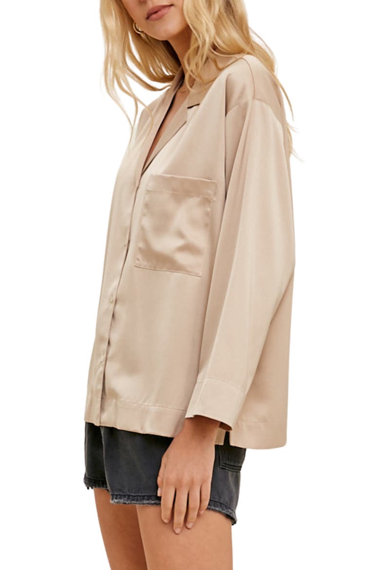 Satin Button Up Shirt, Alternate, color, CHAMPAGNE
