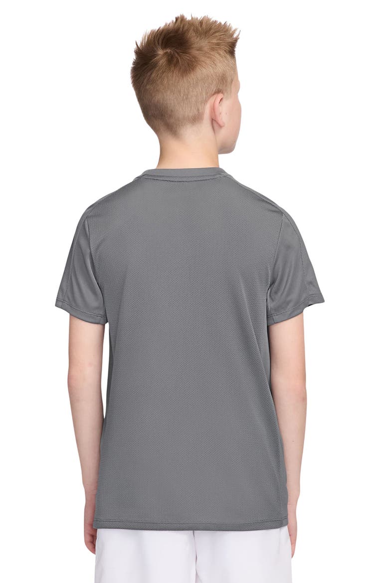Kids' Dri-FIT Short Sleeve Training Top, Alternate, color, SMOKE GREY/ SMOKE GREY/ WHITE