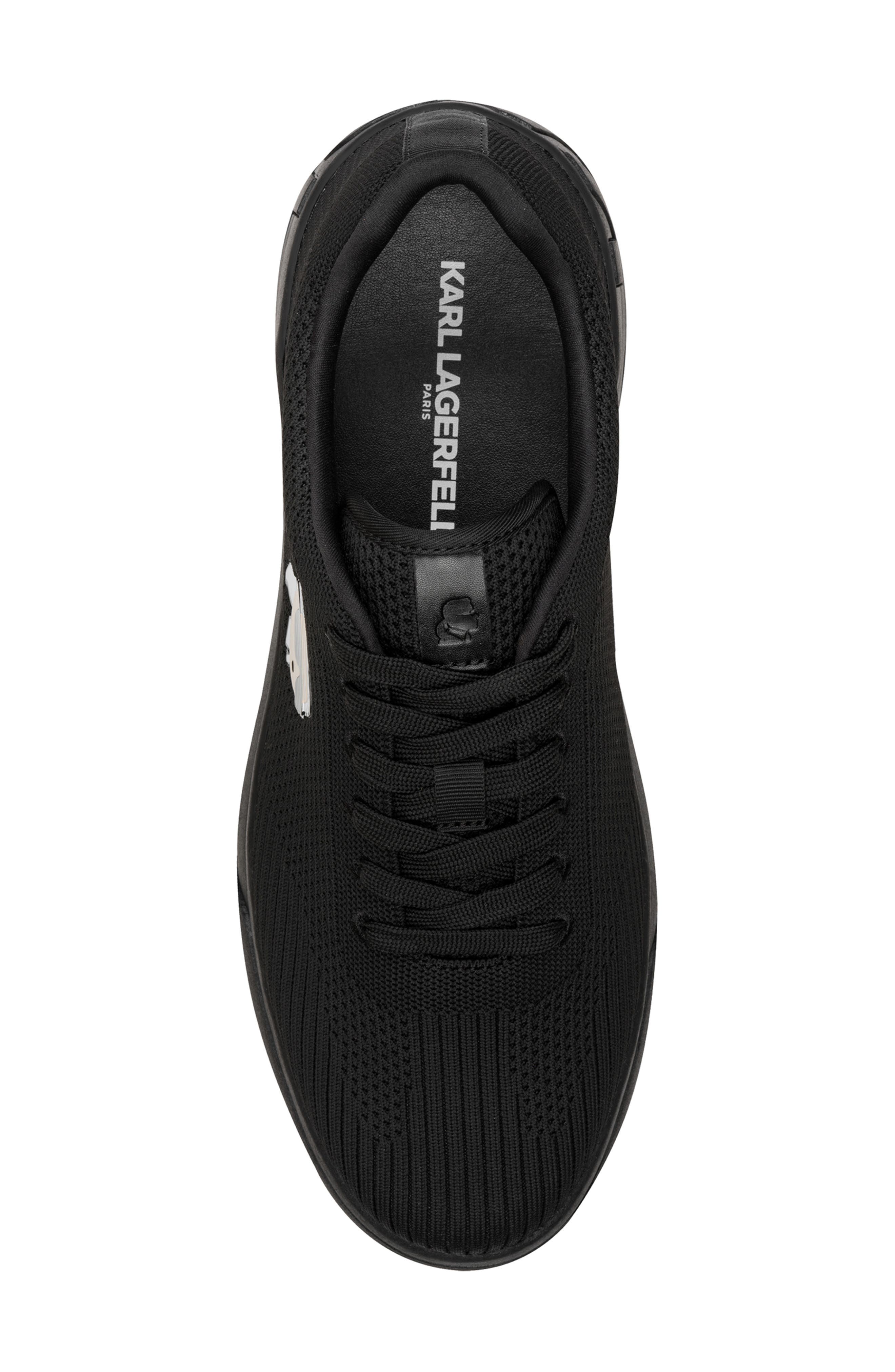 KARL LAGERFELD PARIS Knit T-Toe Karl Head Sneaker, Alternate, color, Black