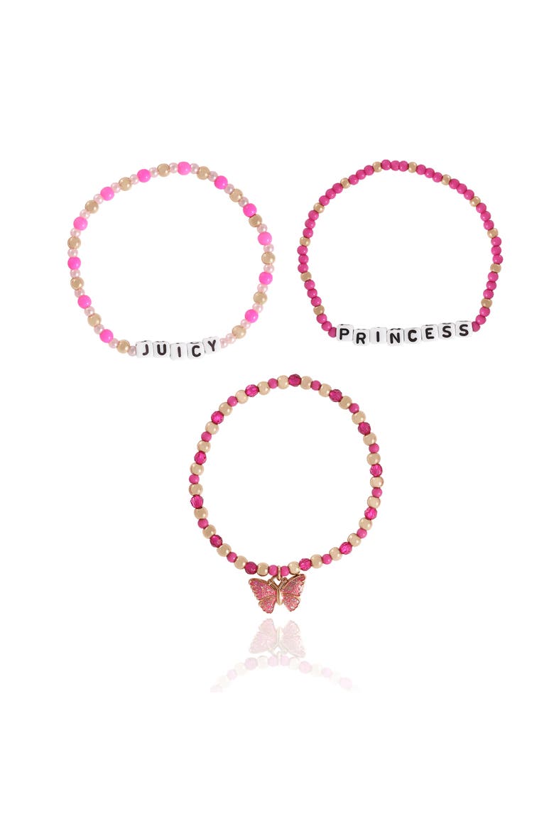 Kids Beaded Bracelet Set, Alternate, color, pink, red