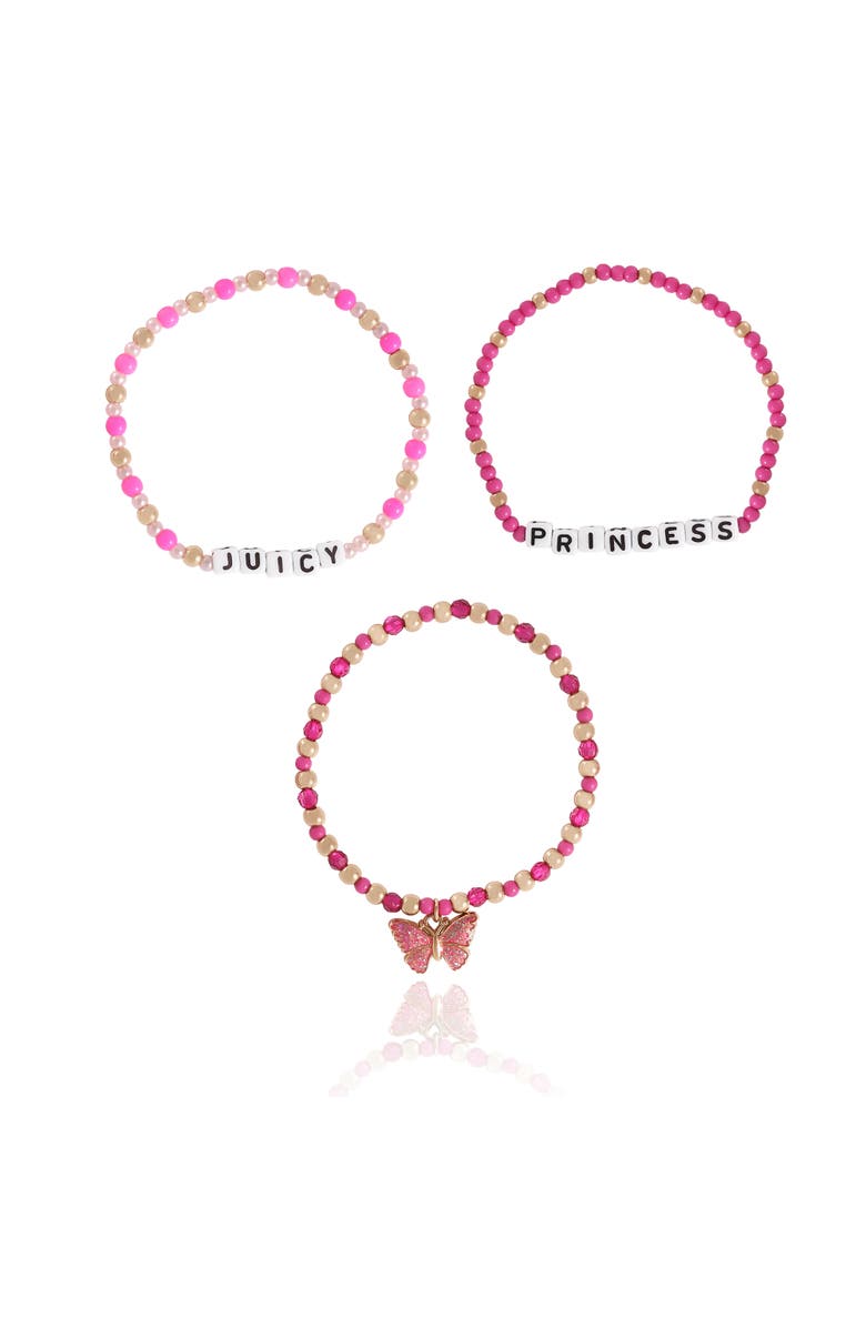 Juicy Couture Kids Kids Beaded Bracelet Set, Alternate, color, Pink, Red