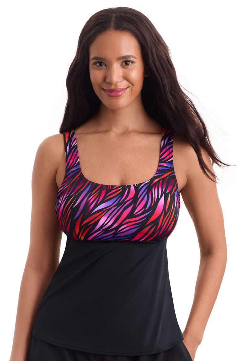 Scoopneck Chlorine Resistant Tankini Swimsuit Top, Main, color, Pink Glazed Skin