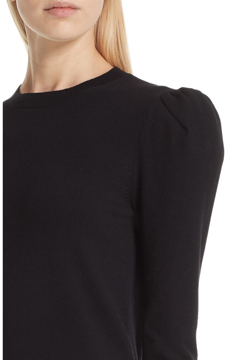 Puff Shoulder Sweater, Alternate, color, BLACK