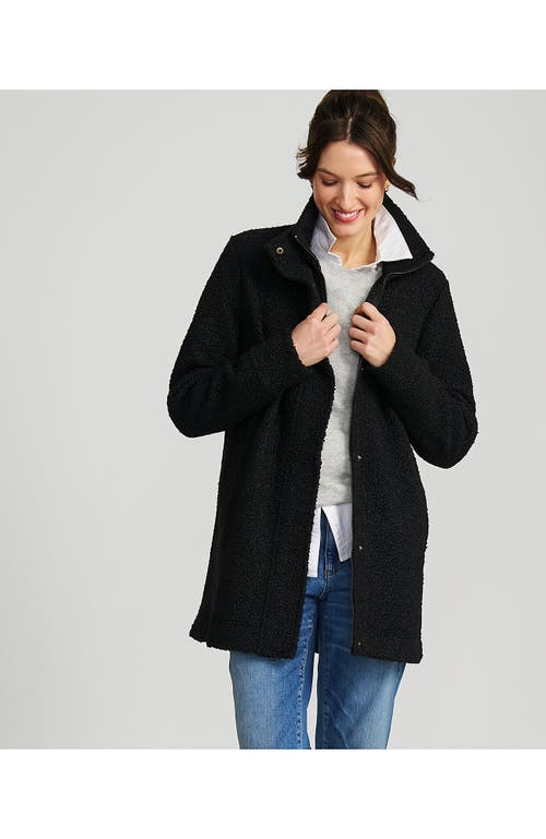 Lands' End Boucle Fleece Coat In Black