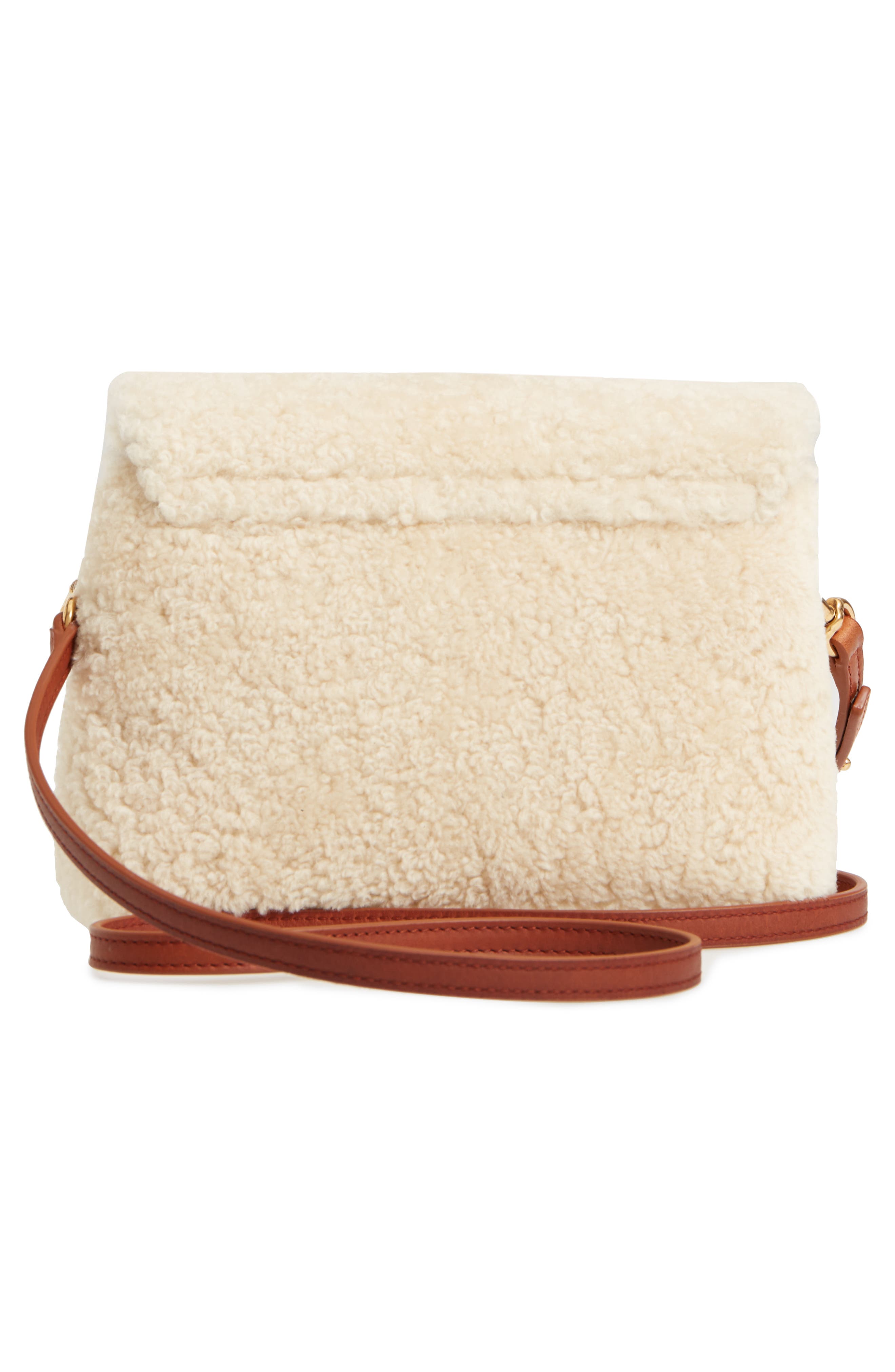 Saint Laurent Small Loulou Genuine Shearling Crossbody Bag, Alternate, color, 