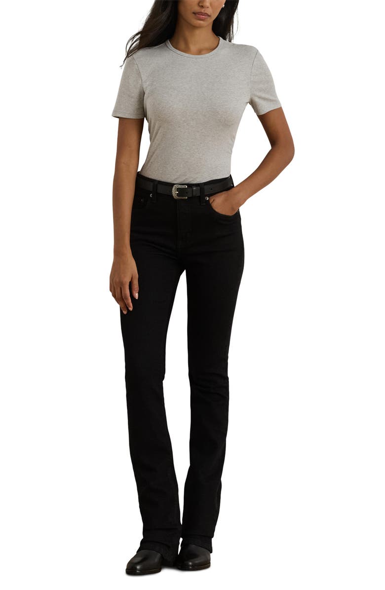 Lauren Ralph Lauren Refined Rib Stretch Cotton T-Shirt, Alternate, color, Pearl Grey Heather