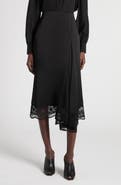 McQueen Lace Trim Asymmetric Silk Skirt