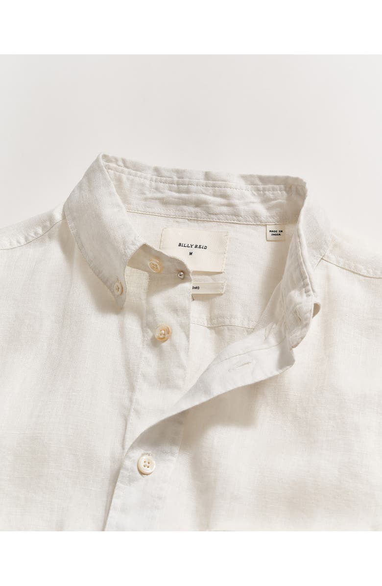 Billy Reid Tuscumbia Standard Fit Short Sleeve Linen Button-Down Shirt, Alternate, color, White