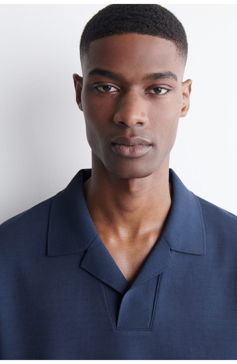 COS Jersey-Bonded Cotton-Twill Polo Shirt, Alternate, color, Navy