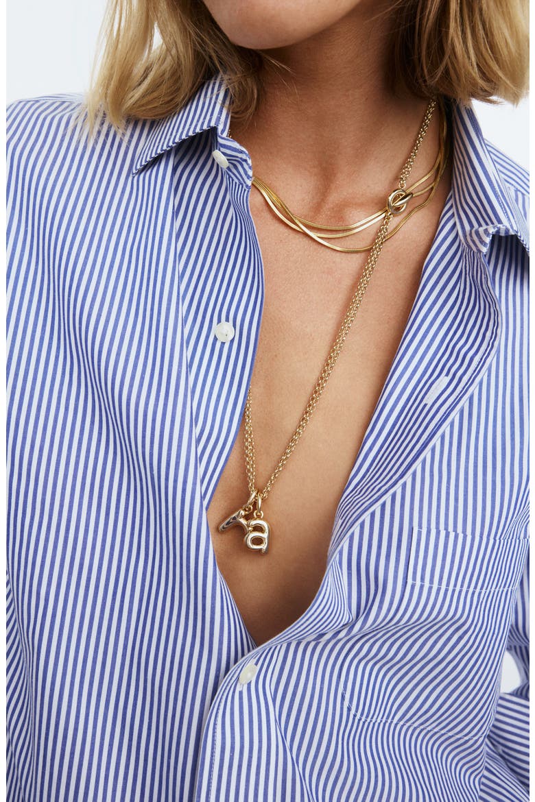 The Puffy Initial Pendant Necklace, Alternate, color, GOLD R