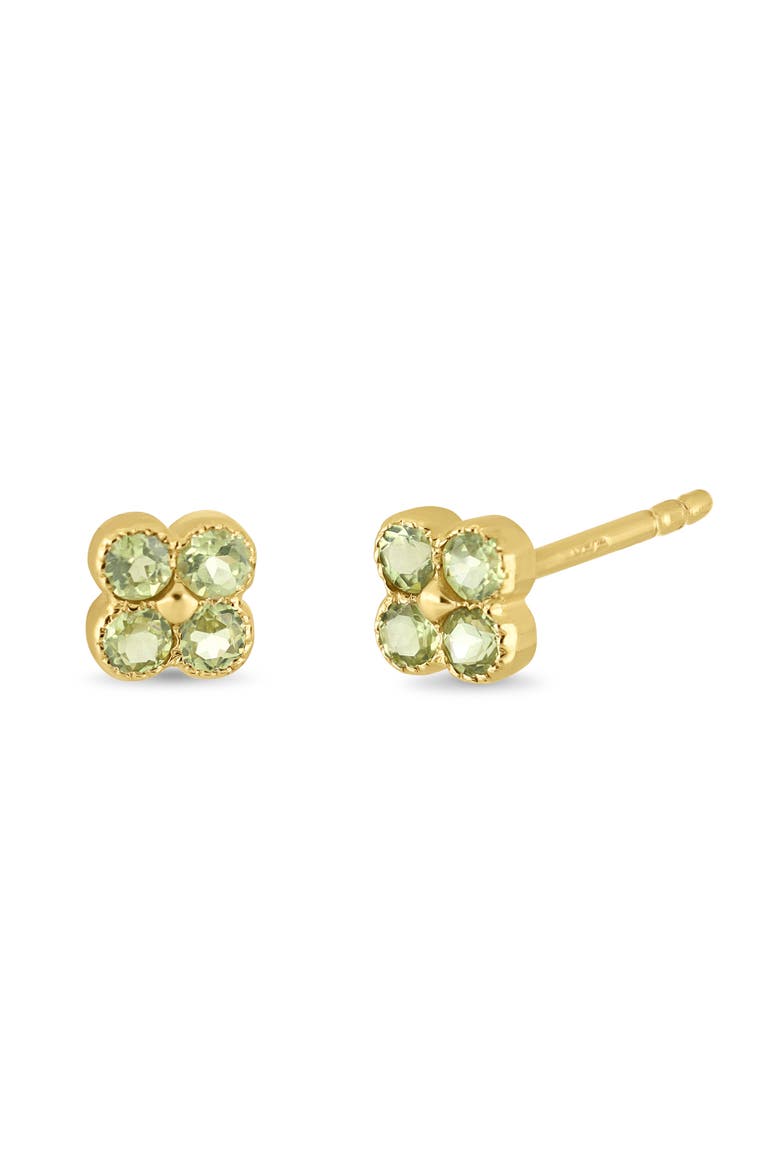 14k Gold Peridot Stud Earrings, Main, color, PERIDOT/ 14KY