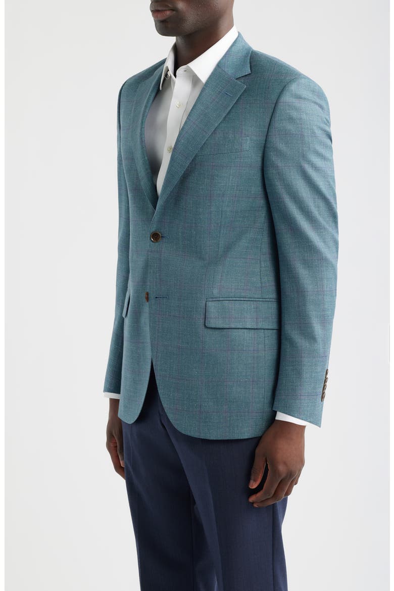 Flynn Classic Fit Green Windowpane Check Wool & Silk Blend Sport Coat, Alternate, color, LIGHT GREEN