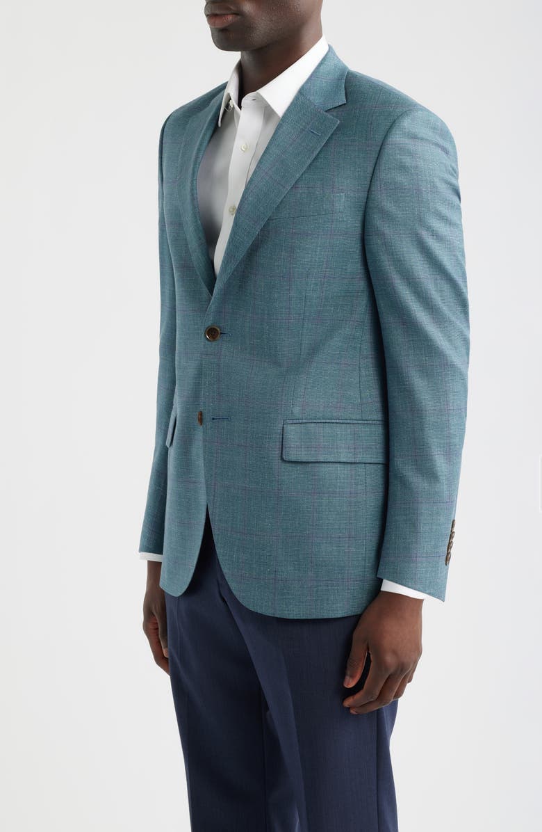 Peter Millar Flynn Classic Fit Green Windowpane Check Wool & Silk Blend Sport Coat, Alternate, color, Light Green