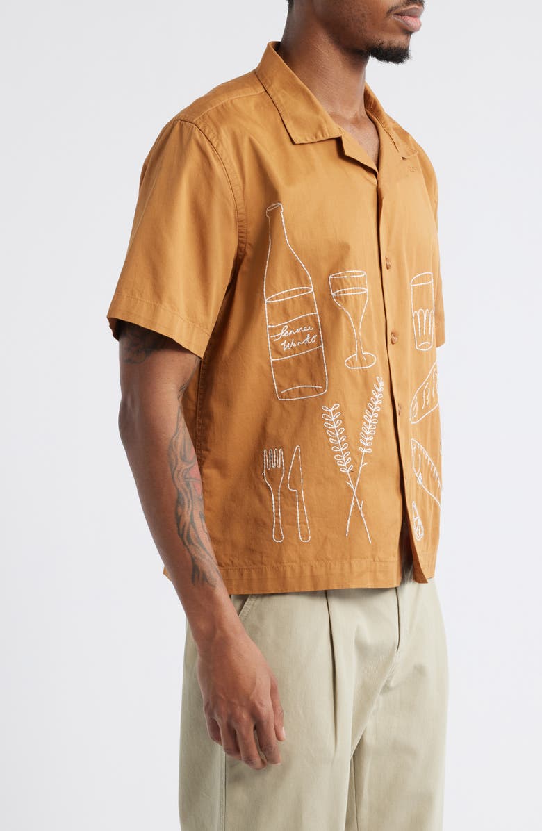 Service Works Picnic Embroidered Light Twill Short Sleeve Camp Shirt, Alternate, color,