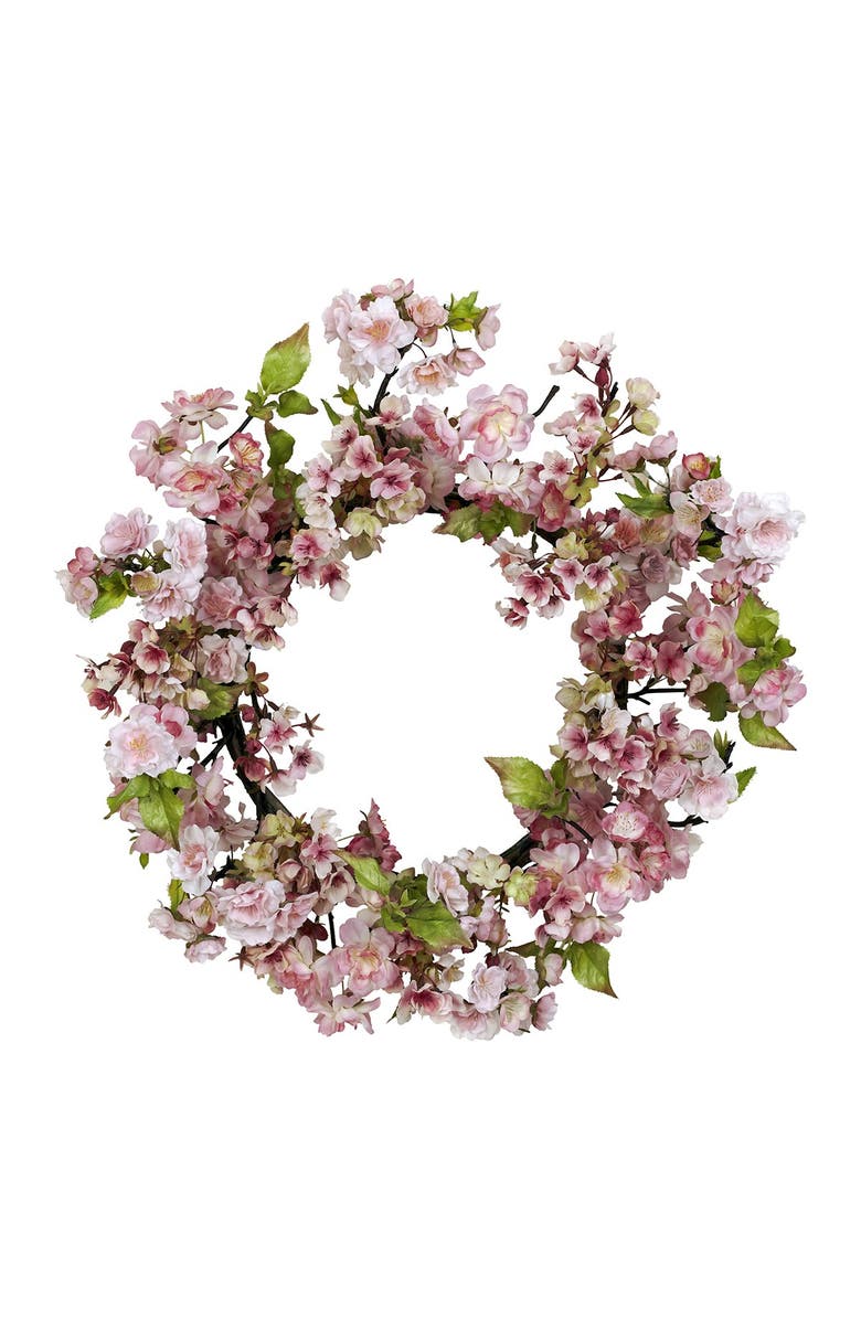 NEARLY NATURAL 24" Cherry Blossom Wreath, Alternate, color,