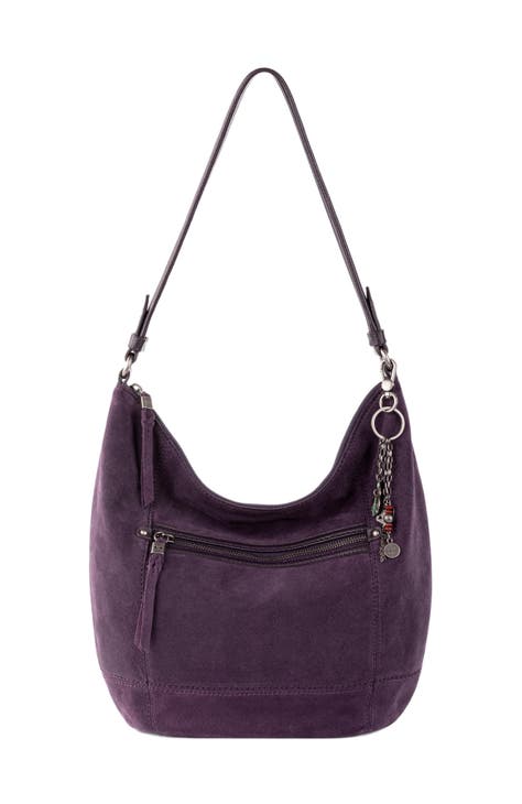 Oval Leather Shoulder Purse, Purple Leather Handbag for Women, Chain Detail Strap Leather Crossbody Bag, Mini Wallet hot Purse, Hobo Bag