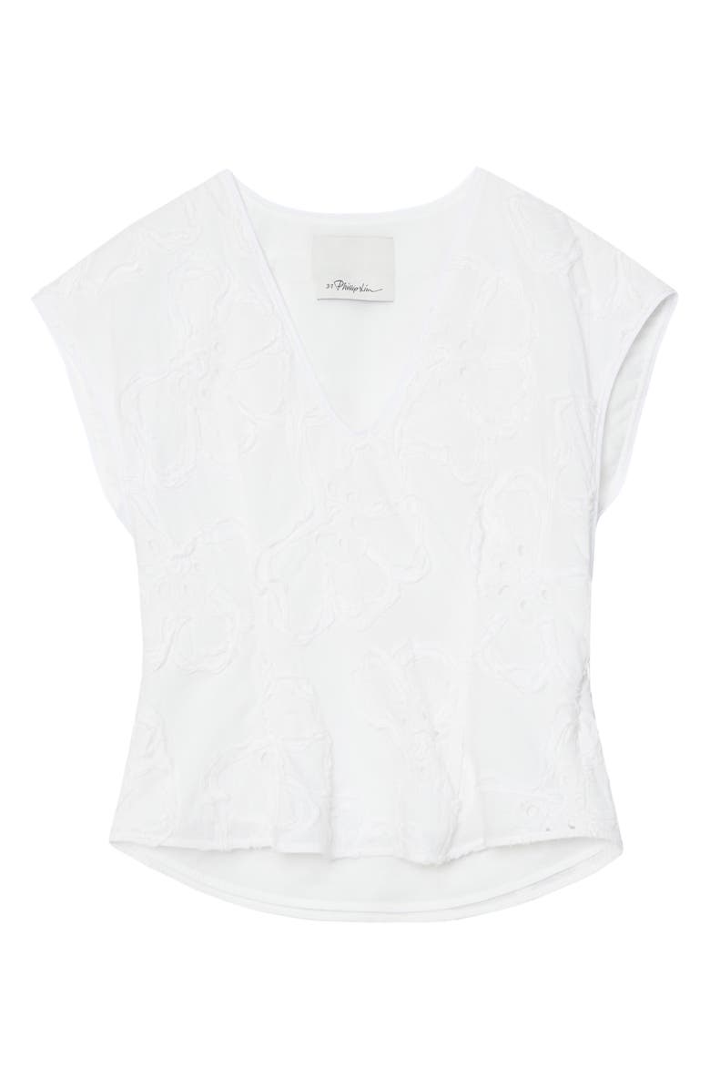3.1 Phillip Lim 3D Floral Embroidered Top, Alternate, color, White