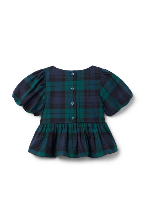 Janie And Jack Tartan Peplum Bow Top In Multi