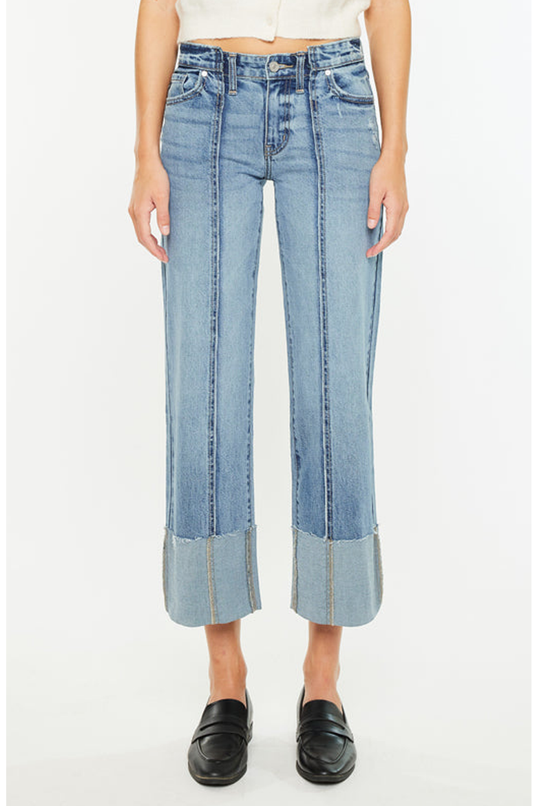 Margret Mid Rise Cropped Wide Leg Jeans, Main, color, Medium Wash