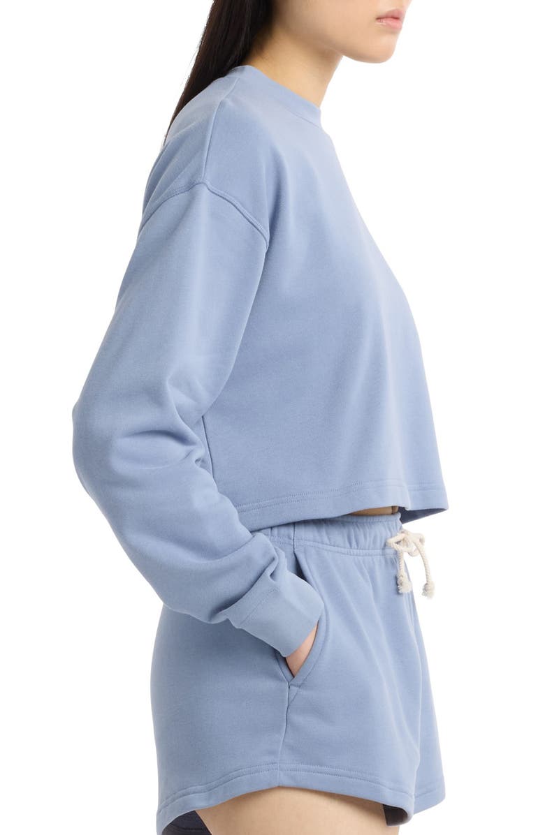 New Balance Coastal Fleece Oversize Crop Crewneck Sweatshirt, Alternate, color, Dusk Shower