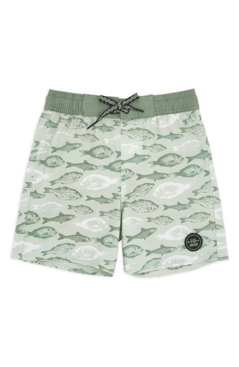 Kids' Classic Fish Print Board Shorts (Big Kid)