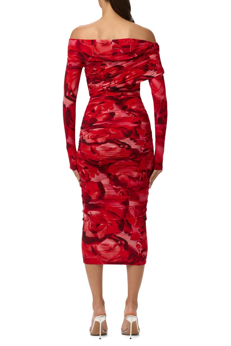 Bare Body Print Off the Shoulder Long Sleeve Midi Dress, Alternate, color, ROUGE ROSE