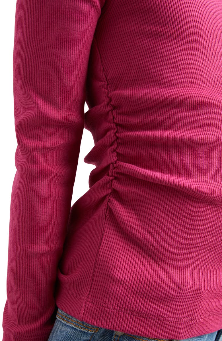 Reiss Kids' Trina Ruched Rib Sweater, Alternate, color, Berry