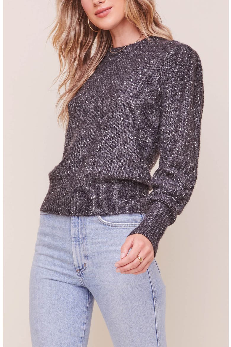the Label Dorothy Sequin Crewneck Sweater, Alternate, color, CHARCOAL