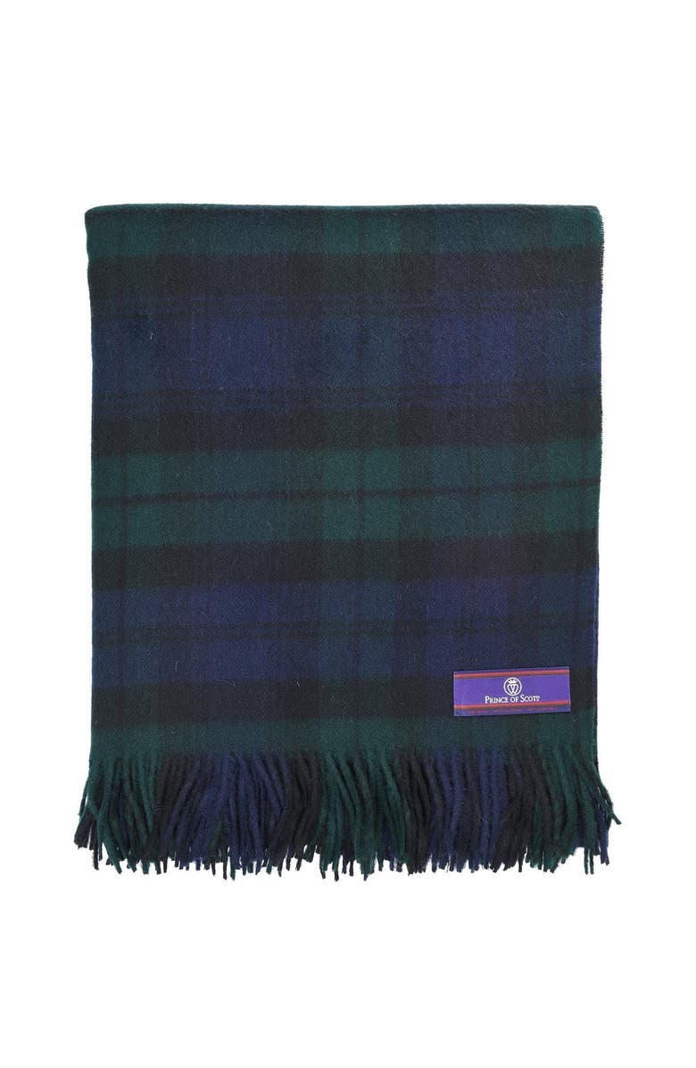 Prince of Scots Highland Tartan Tweed Merino Wool Throw, Alternate, color, Black Watch