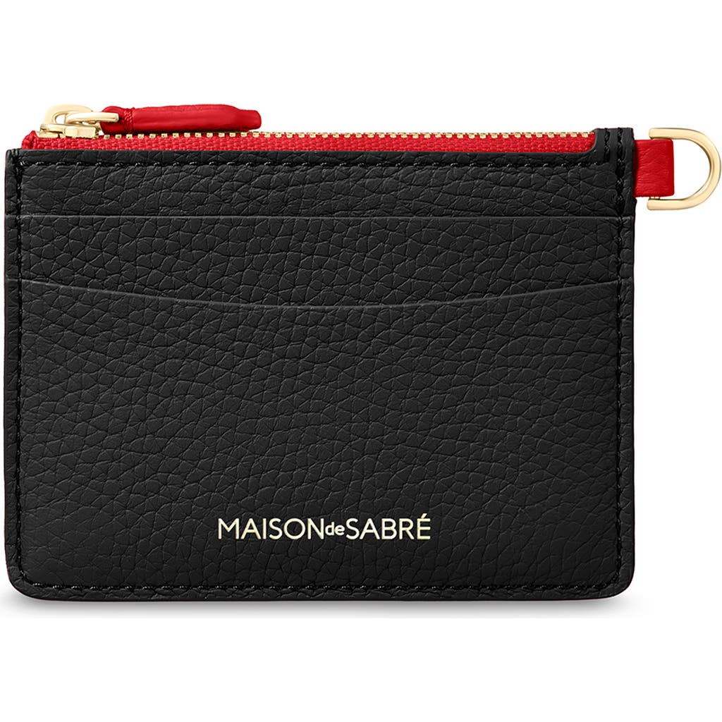Maison De Sabre Maison De Sabré Leather Zipped Card Pouch In Black