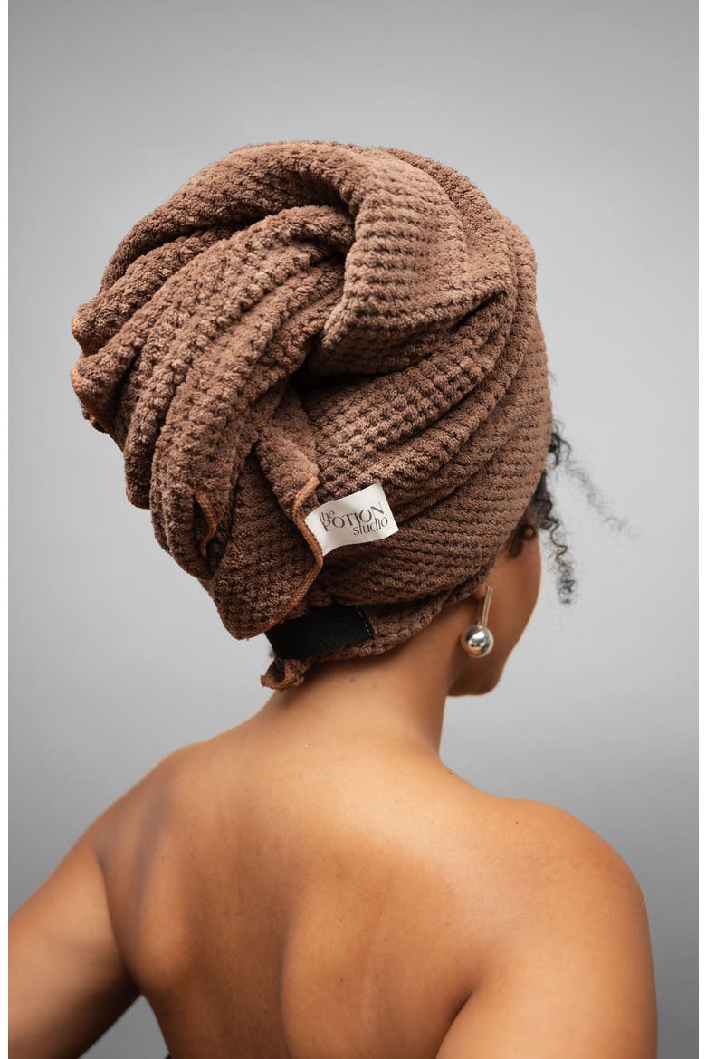 Confident Crown Extra Large Hair Towel, Alternate, color, BROWN