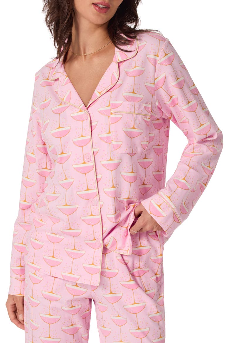 Print Jersey Pajamas, Alternate, color, PINK CHAMPAGNE COUPE