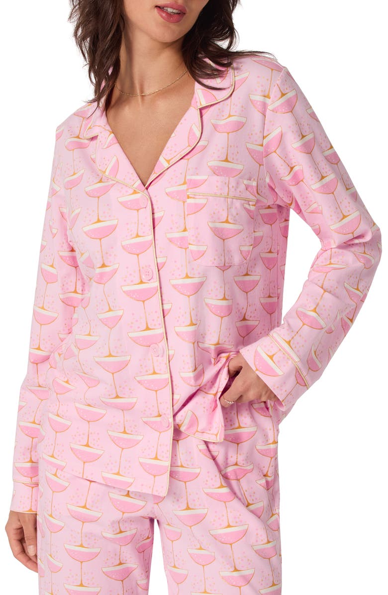 BedHead Pajamas Print Jersey Pajamas, Alternate, color, Pink Champagne Coupe