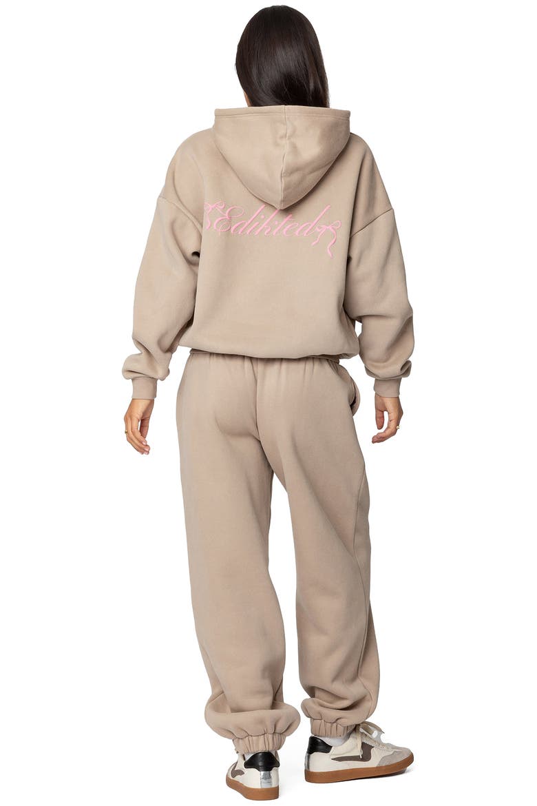 Sasha Bow Detail Hoodie, Alternate, color, BEIGE