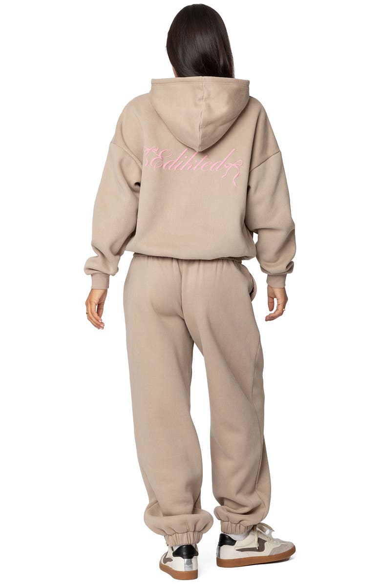 EDIKTED Sasha Bow Detail Hoodie, Alternate, color, Beige