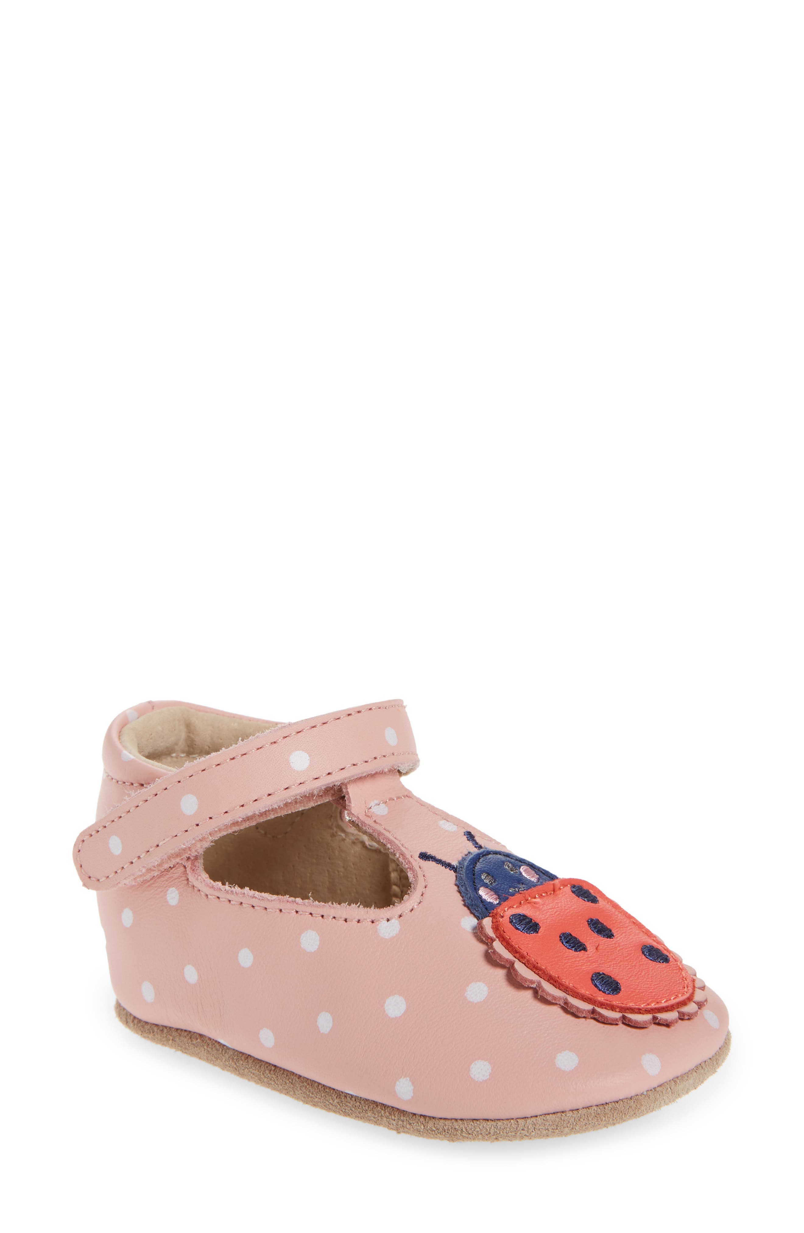 Boden Kids' Critter Appliqué Mary Jane Shoe, Main, color, PINK LADYBIRD