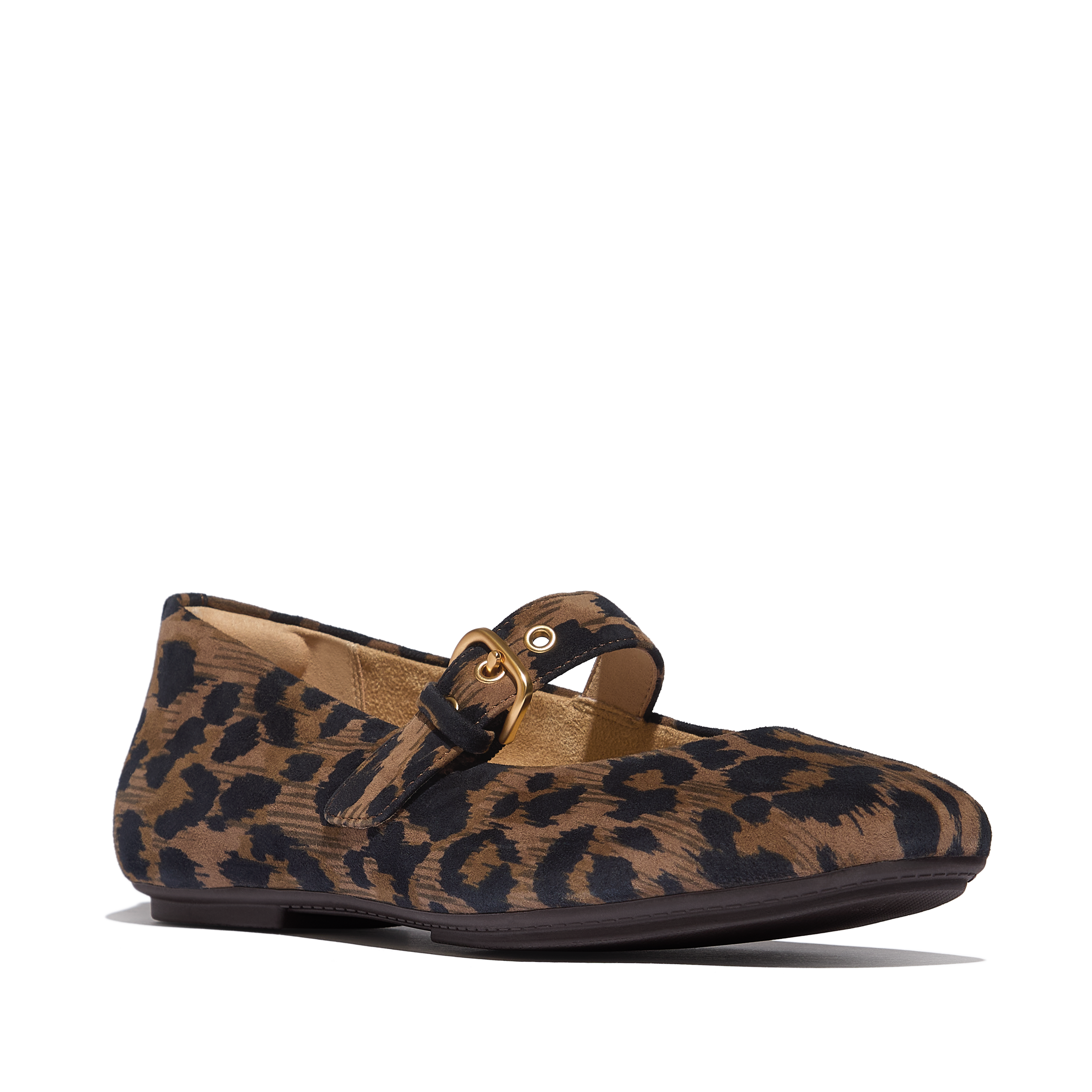 FitFlop Delicato Leopard Suede Mary Janes, Main, color, Chocolate Mix