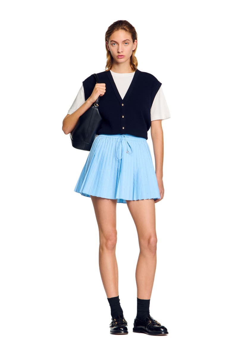 SANDRO Two-tone wool and cashmere sweater, Alternate, color, Dark Navy