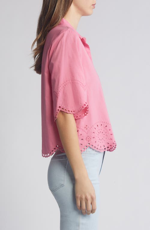 BEACHLUNCHLOUNGE BEACHLUNCHLOUNGE CLO EYELET BORDER BUTTON-UP SHIRT