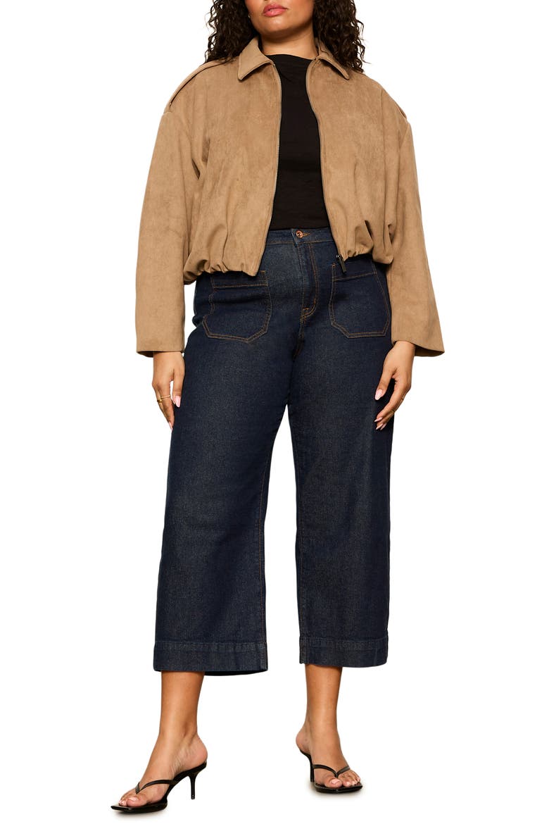 Takeoff Faux Suede Jacket, Alternate, color, ALMOND