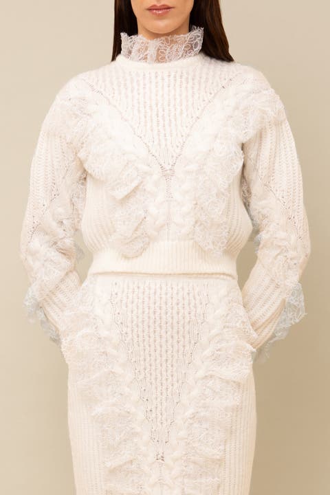 Wildes Soft Warm Lace-Trimmed Wool Sweater