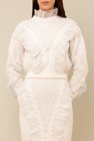 Contessa Mills Wildes Soft Warm Lace-Trimmed Wool Sweater